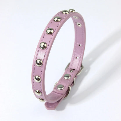 Rivet Anti-Bite Leather Dog &amp; Cat Collar – Durable Studded Collar - Pet Neck Strap