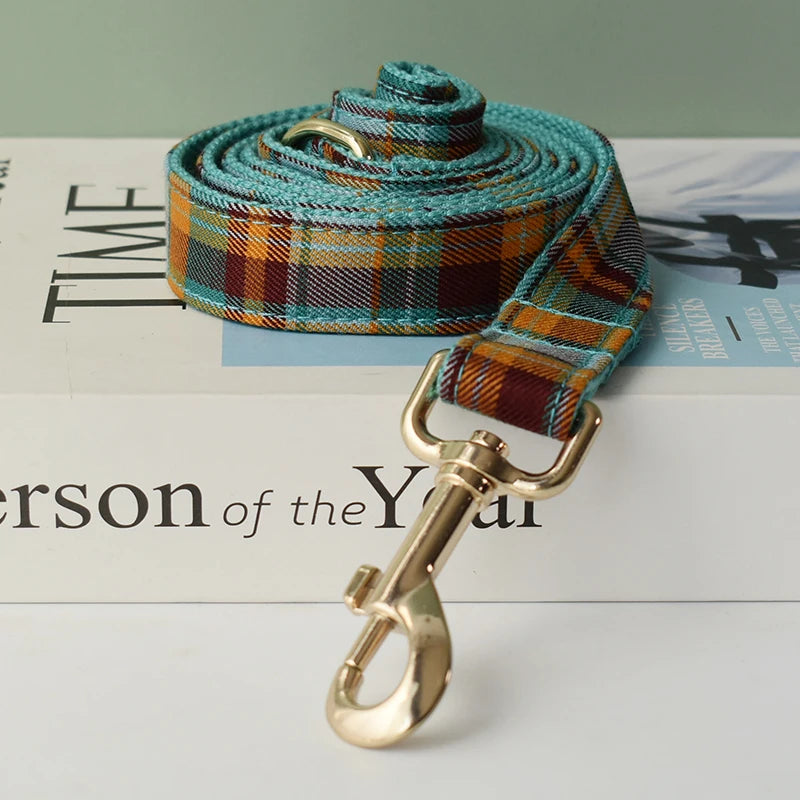 Plaid Pet Leash with Free Engraved ID Tag - Dog Collars for Small, Medium Dogs | Ideal for Chihuahuas