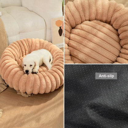 Round Pet Bed for Large Dogs &amp; Cats – Winter Warm Sofa Bed, Washable, Cozy All-Season Dog Bed
