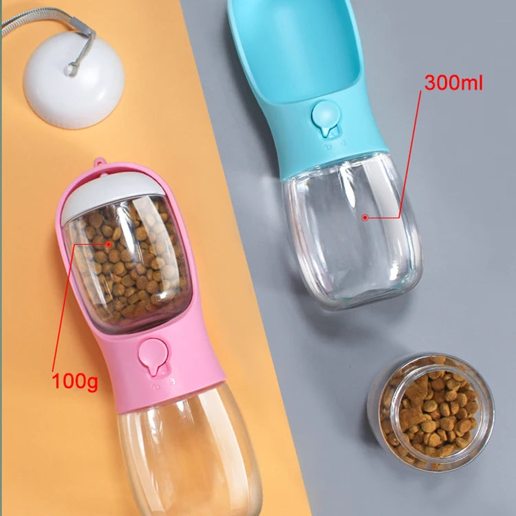 Portable Dog &amp; Cat Travel Bottle – Water Cup &amp; Food Dispenser for Pets