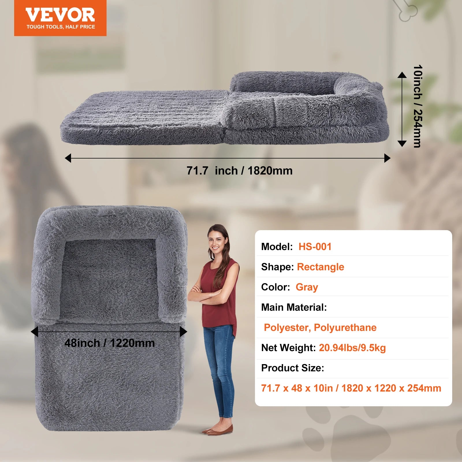 Human Dog Bed – Cozy Bedding with Washable Cover, Orthopedic Egg Foam