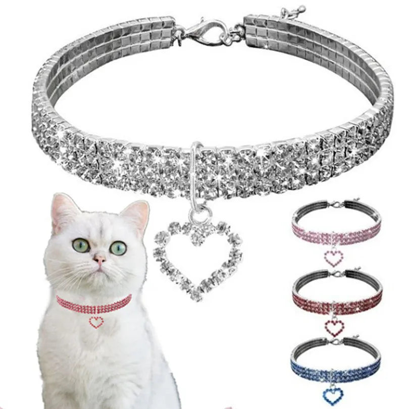 Rhinestone Pearl Necklace Dog &amp; Cat Collar | Elegant Pet Jewelry with Sparkling Pendant