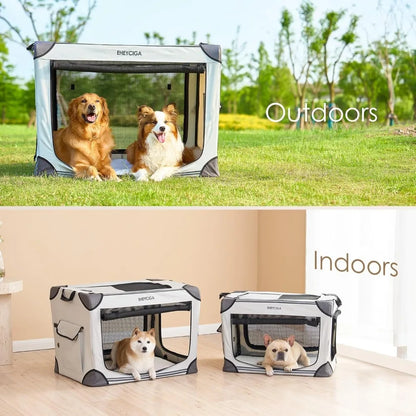 Collapsible Dog Crate 42&quot; – Soft Portable Travel Kennel for Extra Large Dogs | Indoor &amp; Outdoor Foldable Dog Crate