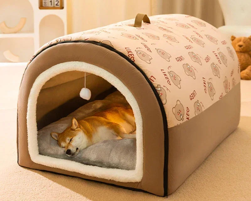 Warm Winter Dog House with Washable Mat – Cozy Shelter for Small, Medium & Large Dogs