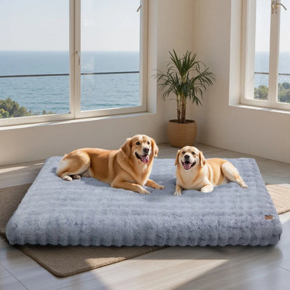 Ultra Plush Dog Bed - Washable Crate Mat for Large Dogs – Soft Pet Cushion Mattress, Anti-Slip Puppy Bed, Cozy Kennel Pad