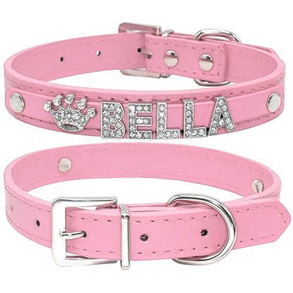 Personalized Bling Rhinestone Dog Collar – Custom Name Collar for Small Dogs &amp; Cats