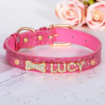 Personalized Bling Rhinestone Dog Collar – Custom Name Collar for Small Dogs &amp; Cats