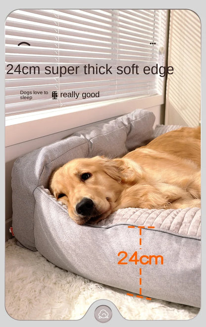 Comfortable Waterproof L-Shape Foam Dog Bed for Large Dogs | Machine Washable &amp; Spacious Mat