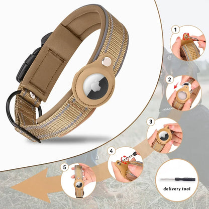 Colorful Durable Dog Collar with Airtag Holder - Strong Material, Safety Collar for Dogs (Airtag Sold Separately)