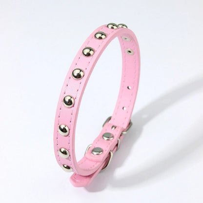 Rivet Anti-Bite Leather Dog &amp; Cat Collar – Durable Studded Collar - Pet Neck Strap