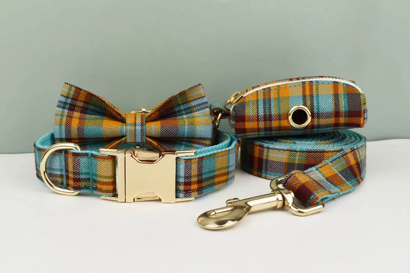 High Quality Custom Cotton Dog Collar, Leash &amp; Harness Set – Personalized Pet Accessories with Bow
