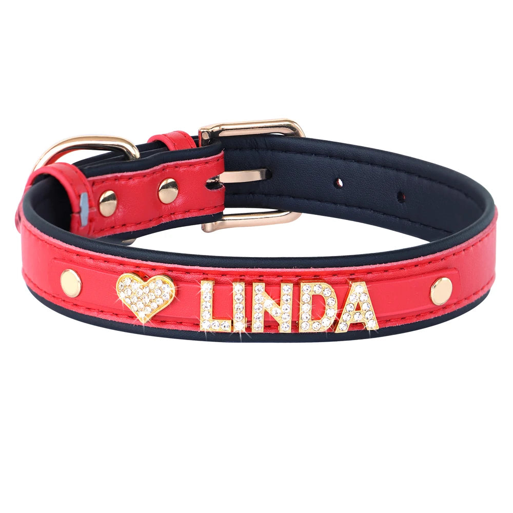 Personalized Bling Rhinestone Dog Collar – Custom Name Collar for Small Dogs &amp; Cats