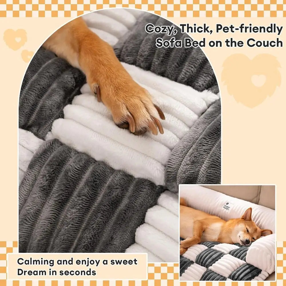 Dog Couch Cover Bed with Bolsters – Washable Non-Slip Sofa Protector Pet Bed for Medium &amp; Large Dogs