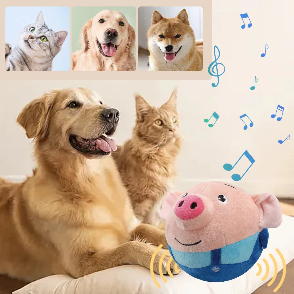 Self-Moving Bouncing Plush Interactive Chew Toy for Indoor Play