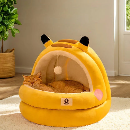 Autumn &amp; Winter Panda Yurt Pet House – Warm Semi-Enclosed Nest for Playful Cats &amp; Dogs