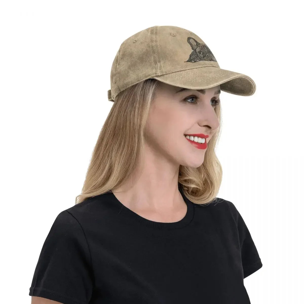 Vintage French Bulldog Hat – Distressed Denim Dog Lover Baseball Cap
