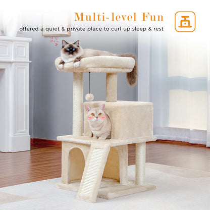 Large Cat Tree for Indoor Cats, Multi-Level Cat Tower with Sisal Scratching Post, 2 Spacious Condo, Cat Scratching Pad, Cat Toys