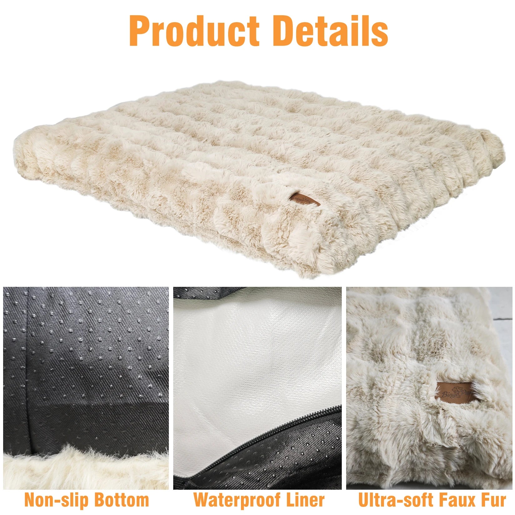 Ultra Plush Dog Bed - Washable Crate Mat for Large Dogs – Soft Pet Cushion Mattress, Anti-Slip Puppy Bed, Cozy Kennel Pad