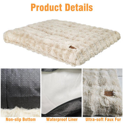Ultra Plush Dog Bed - Washable Crate Mat for Large Dogs – Soft Pet Cushion Mattress, Anti-Slip Puppy Bed, Cozy Kennel Pad