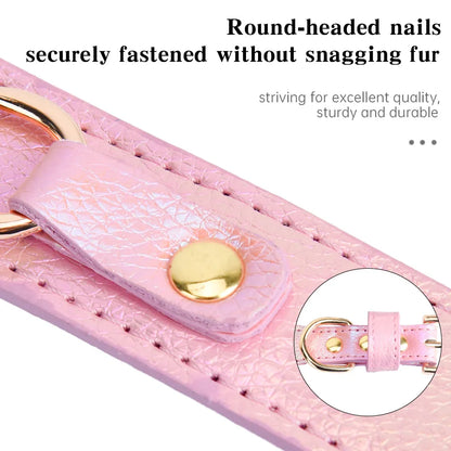Shiny Rhinestone Love Pet Collar – Adjustable &amp; Comfortable Leather Bling for Dogs