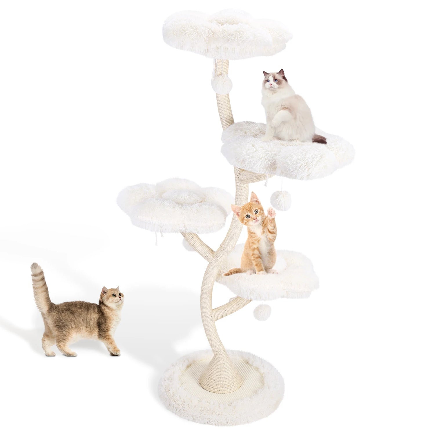 Flower-Shaped Cat Tree Tower with Bed – Multi-Layer Cat Shelf &amp; Iron Art Climbing Frame for Indoor Cats