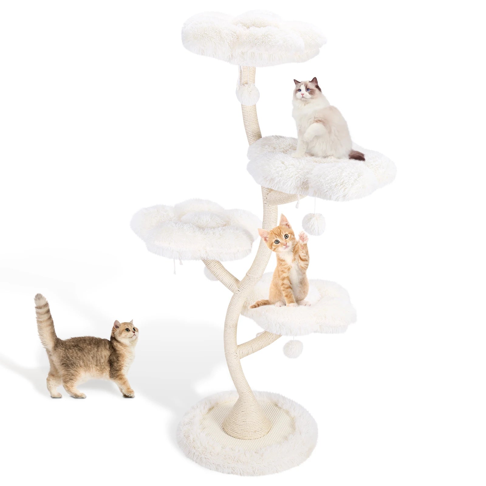 Flower-Shaped Cat Tree Tower with Bed – Multi-Layer Cat Shelf &amp; Iron Art Climbing Frame for Indoor Cats