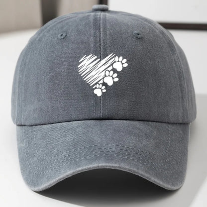 Heart &amp; Paw Print Baseball Cap – Lightweight Durable Dog Lover Hat for Men &amp; Women, Casual Outdoor Pet Parent Cap