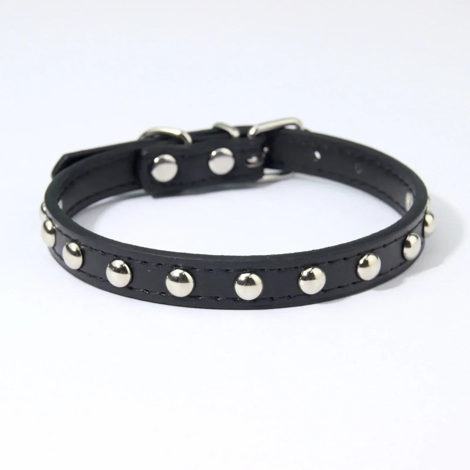 Rivet Anti-Bite Leather Dog &amp; Cat Collar – Durable Studded Collar - Pet Neck Strap