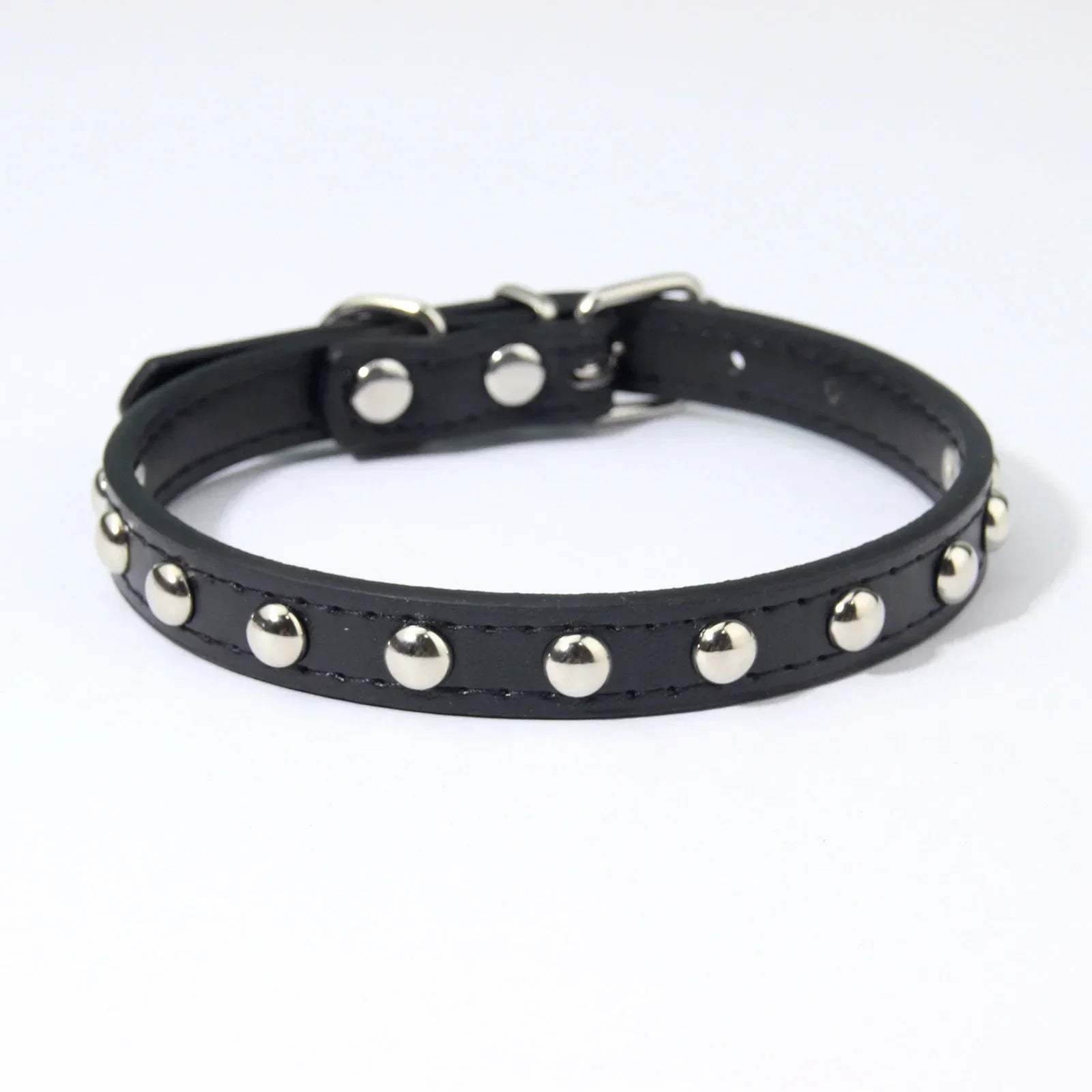 Rivet Anti-Bite Leather Dog &amp; Cat Collar – Durable Studded Collar - Pet Neck Strap