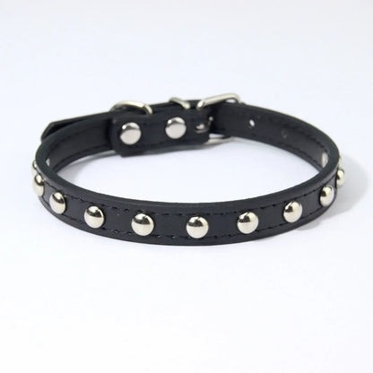 Rivet Anti-Bite Leather Dog &amp; Cat Collar – Durable Studded Collar - Pet Neck Strap