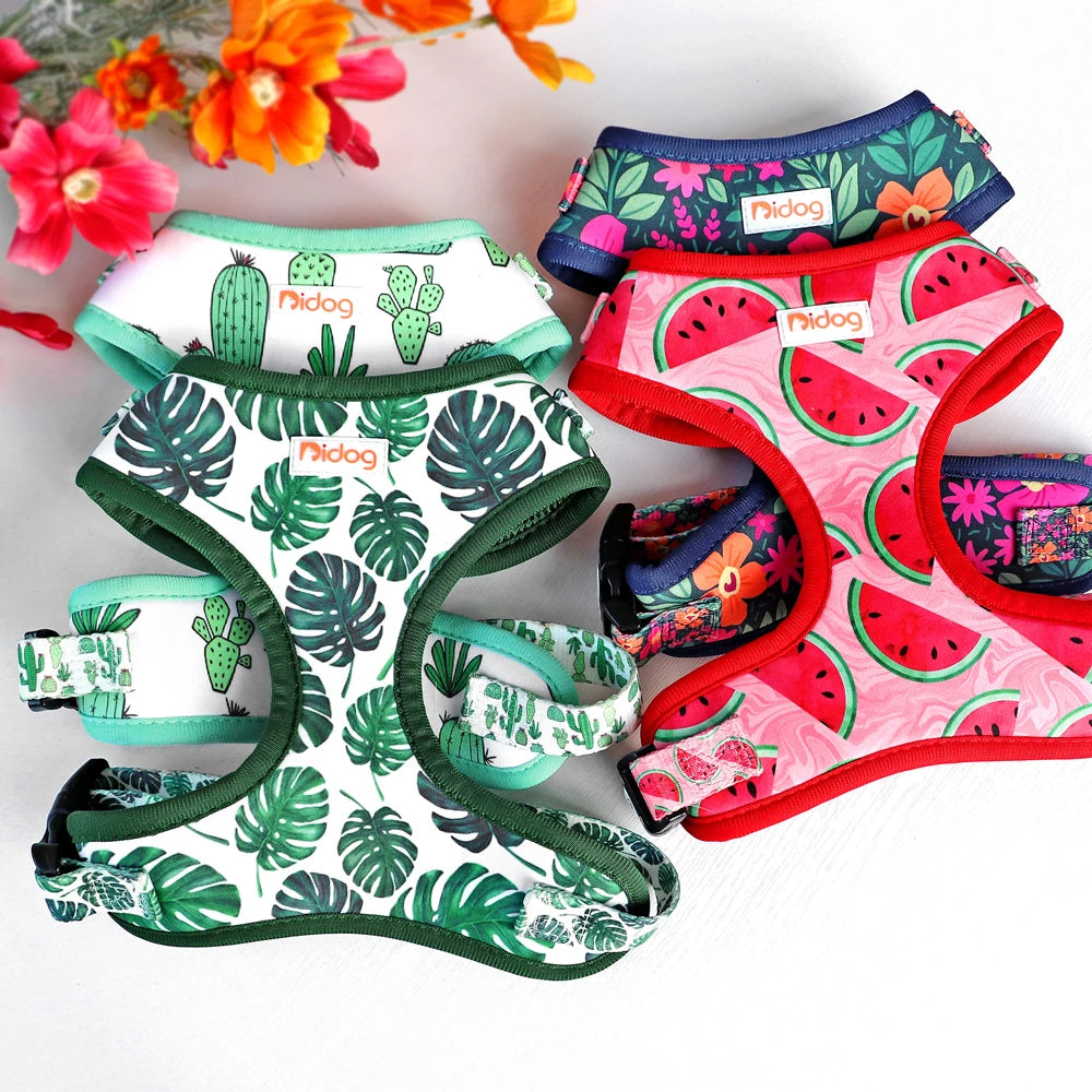 Cute Printed Mesh Nylon Dog Harness – Soft Breathable Adjustable Puppy Vest for Small, Medium &amp; Large Dogs