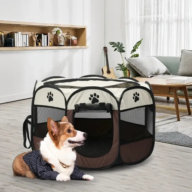 Portable Octagonal Pet Kennel – Foldable Playpen for Dogs, Cats &amp; Small Pets | Lightweight, Chew-Resistant, Indoor/Outdoor