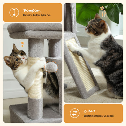 Large Cat Tree for Indoor Cats, Multi-Level Cat Tower with Sisal Scratching Post, 2 Spacious Condo, Cat Scratching Pad, Cat Toys