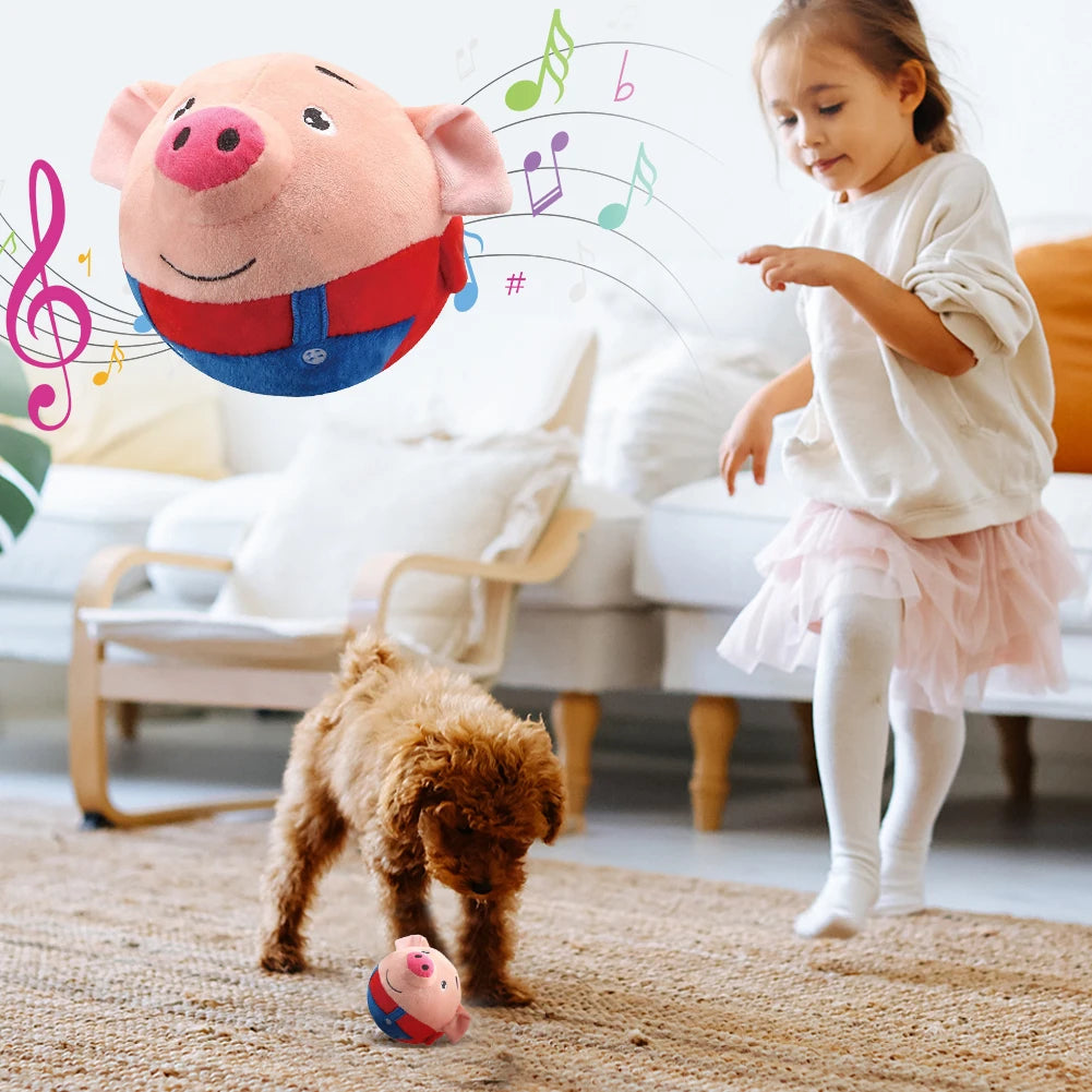 Self-Moving Bouncing Plush Interactive Chew Toy for Indoor Play