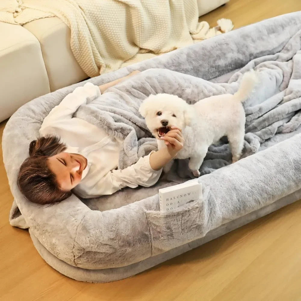 Human Dog Bed for Adults – 71” XL Size with Orthopedic Support, Foldable, Waterproof & Washable Cover