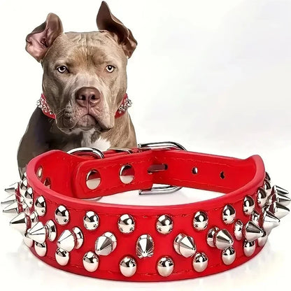 Adjustable Spike Dog &amp; Cat Collar – PU Leather Punk Rivet Pet Neck Strap for Small Dogs &amp; Cats, Studded Fashion Collar