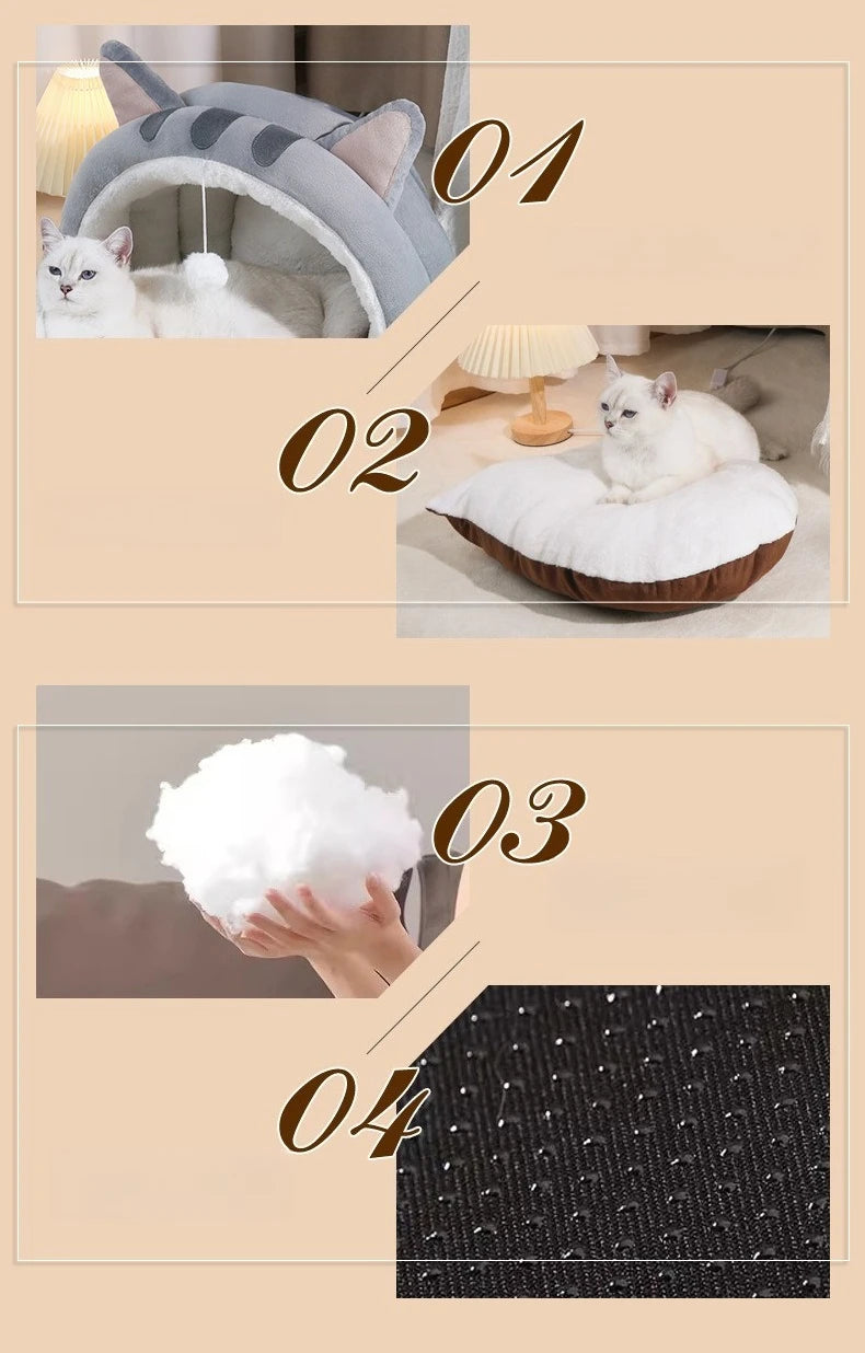 Autumn &amp; Winter Panda Yurt Pet House – Warm Semi-Enclosed Nest for Playful Cats &amp; Dogs