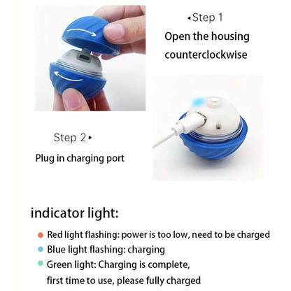 Automatic Rolling Jumping Ball Dog Toy - USB Rechargeable, Interactive Chew Ball for Dogs &amp; Cats