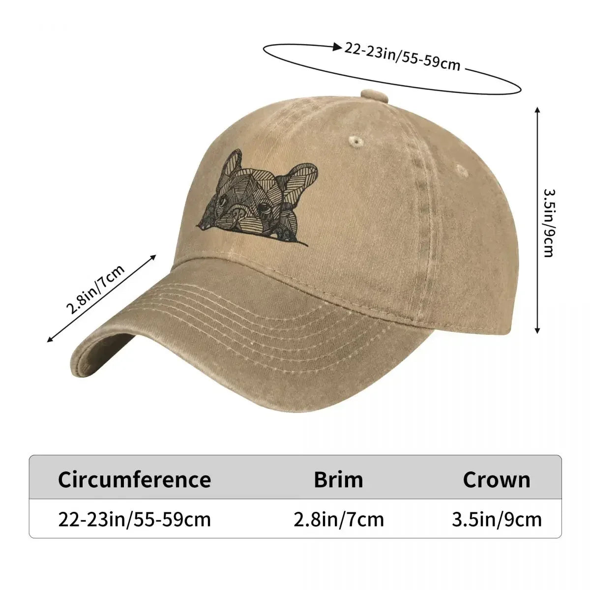 Vintage French Bulldog Hat – Distressed Denim Dog Lover Baseball Cap
