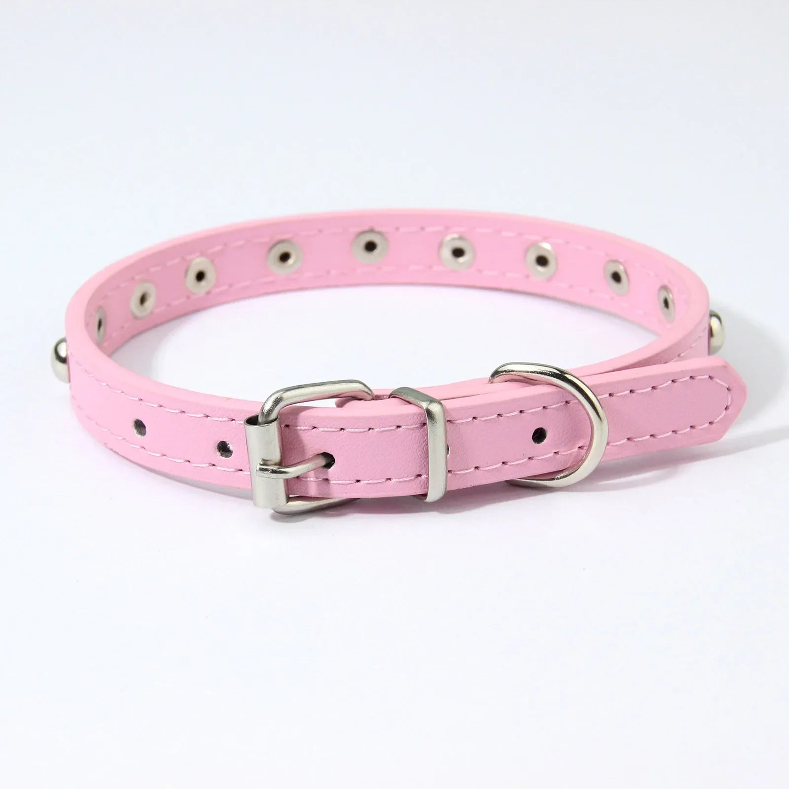 Rivet Anti-Bite Leather Dog &amp; Cat Collar – Durable Studded Collar - Pet Neck Strap