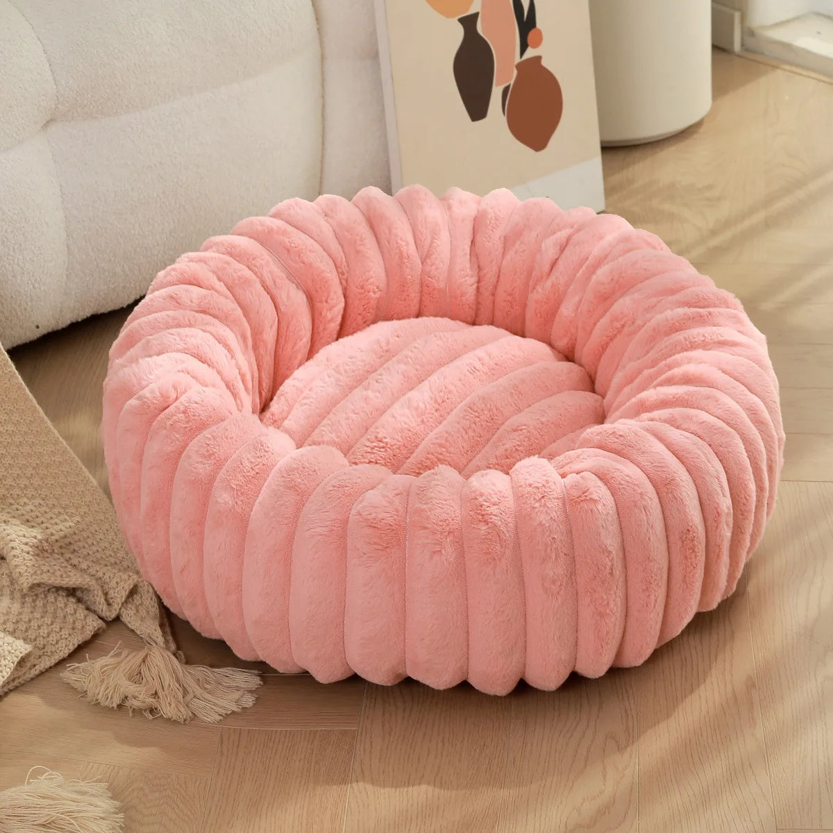Round Pet Bed for Large Dogs &amp; Cats – Winter Warm Sofa Bed, Washable, Cozy All-Season Dog Bed