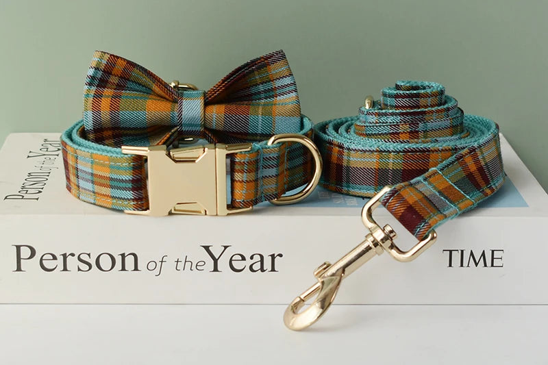High Quality Custom Cotton Dog Collar, Leash &amp; Harness Set – Personalized Pet Accessories with Bow
