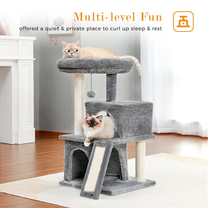 Large Cat Tree for Indoor Cats, Multi-Level Cat Tower with Sisal Scratching Post, 2 Spacious Condo, Cat Scratching Pad, Cat Toys