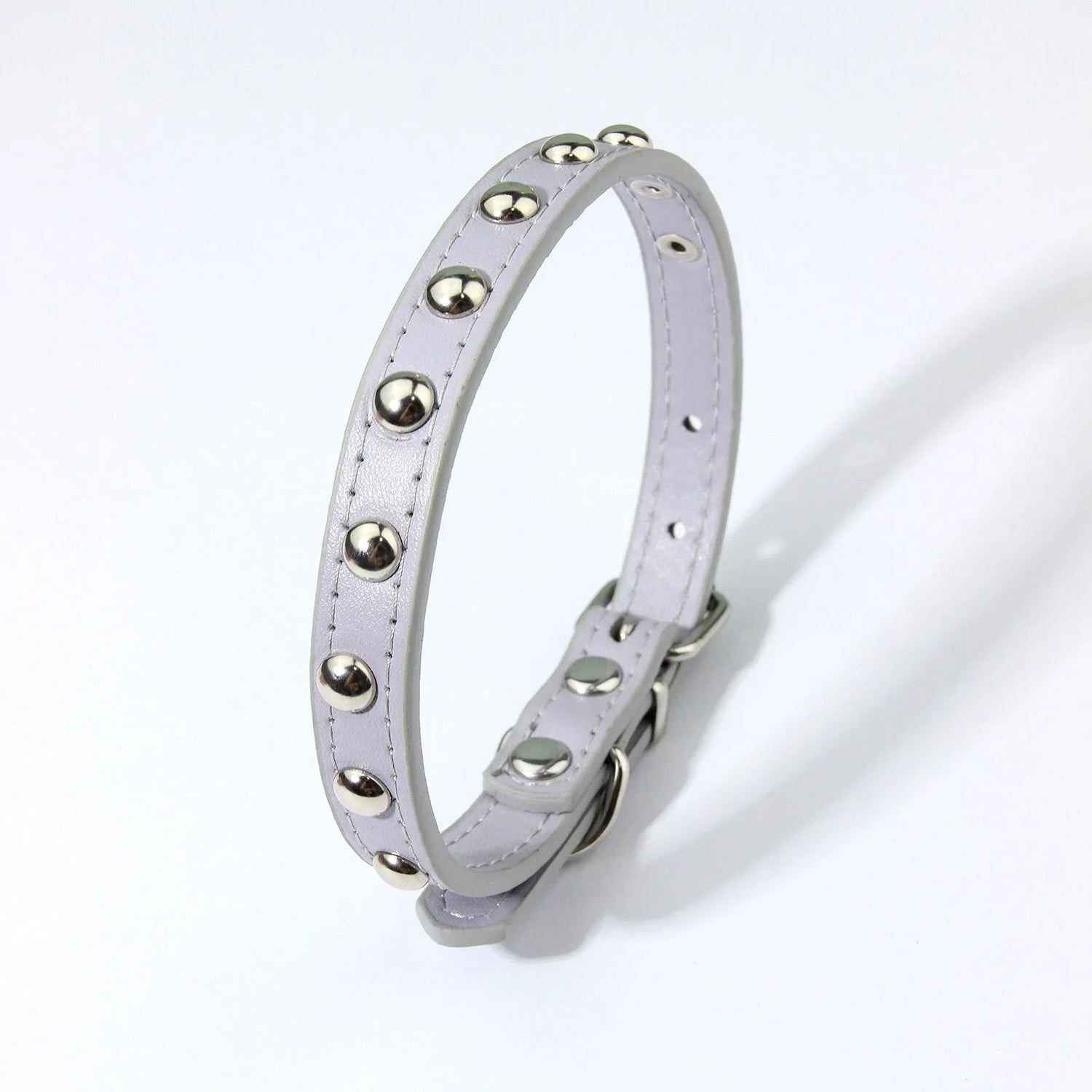 Rivet Anti-Bite Leather Dog &amp; Cat Collar – Durable Studded Collar - Pet Neck Strap