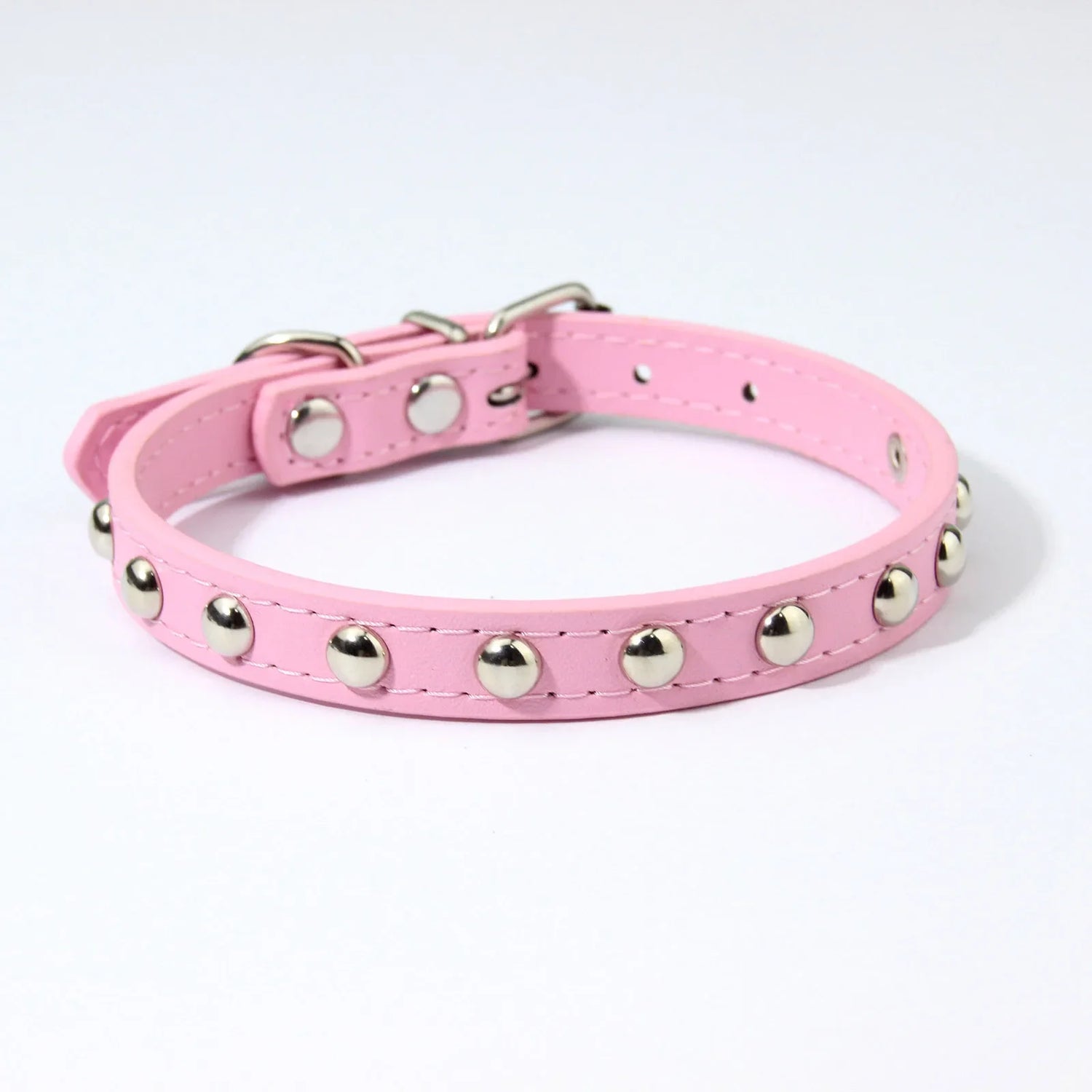 Rivet Anti-Bite Leather Dog &amp; Cat Collar – Durable Studded Collar - Pet Neck Strap