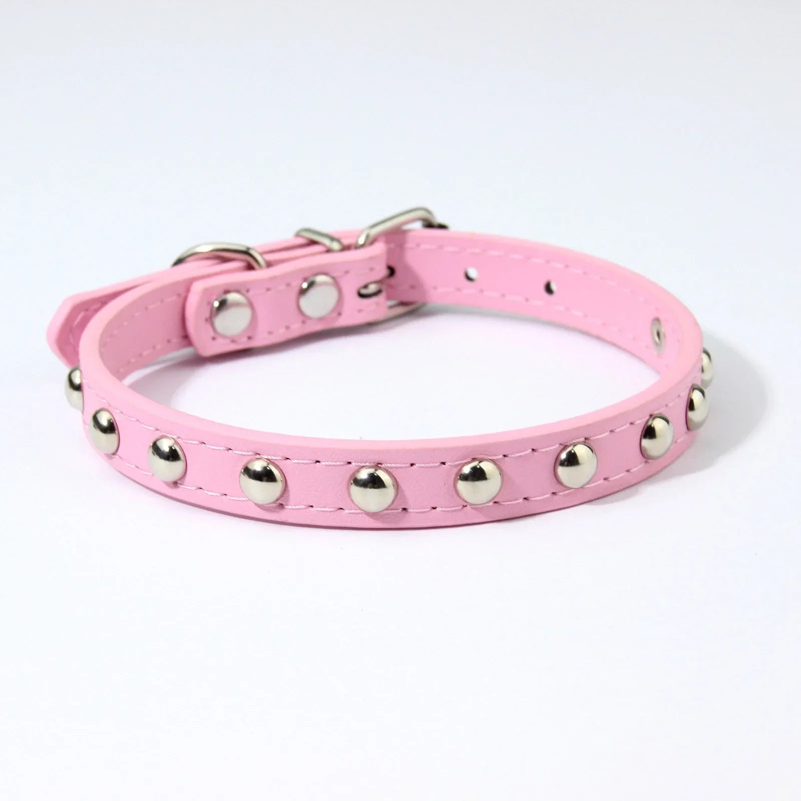 Rivet Anti-Bite Leather Dog &amp; Cat Collar – Durable Studded Collar - Pet Neck Strap