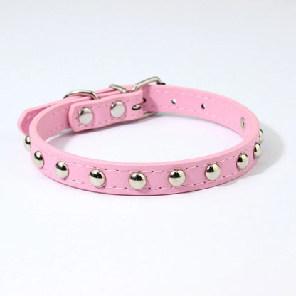 Rivet Anti-Bite Leather Dog &amp; Cat Collar – Durable Studded Collar - Pet Neck Strap