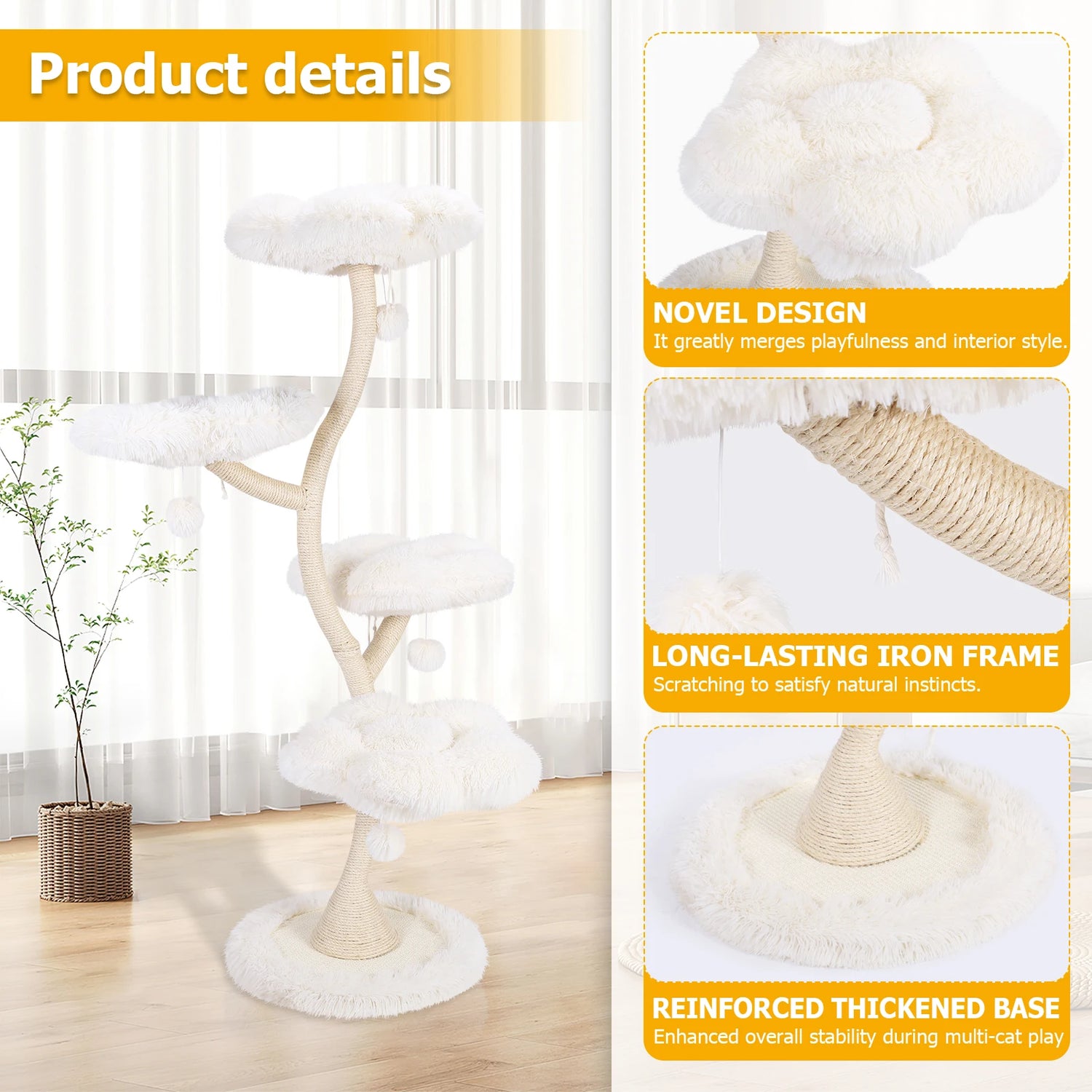 Flower-Shaped Cat Tree Tower with Bed – Multi-Layer Cat Shelf &amp; Iron Art Climbing Frame for Indoor Cats