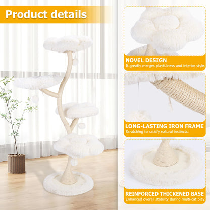 Flower-Shaped Cat Tree Tower with Bed – Multi-Layer Cat Shelf &amp; Iron Art Climbing Frame for Indoor Cats