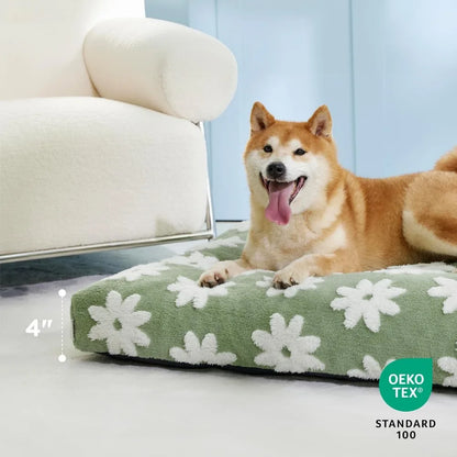 Extra Large Dog Bed Removable Cover, Cute Modern Fuzzy Plush, Anti-Slip Bottom Premium Comfort for Pets